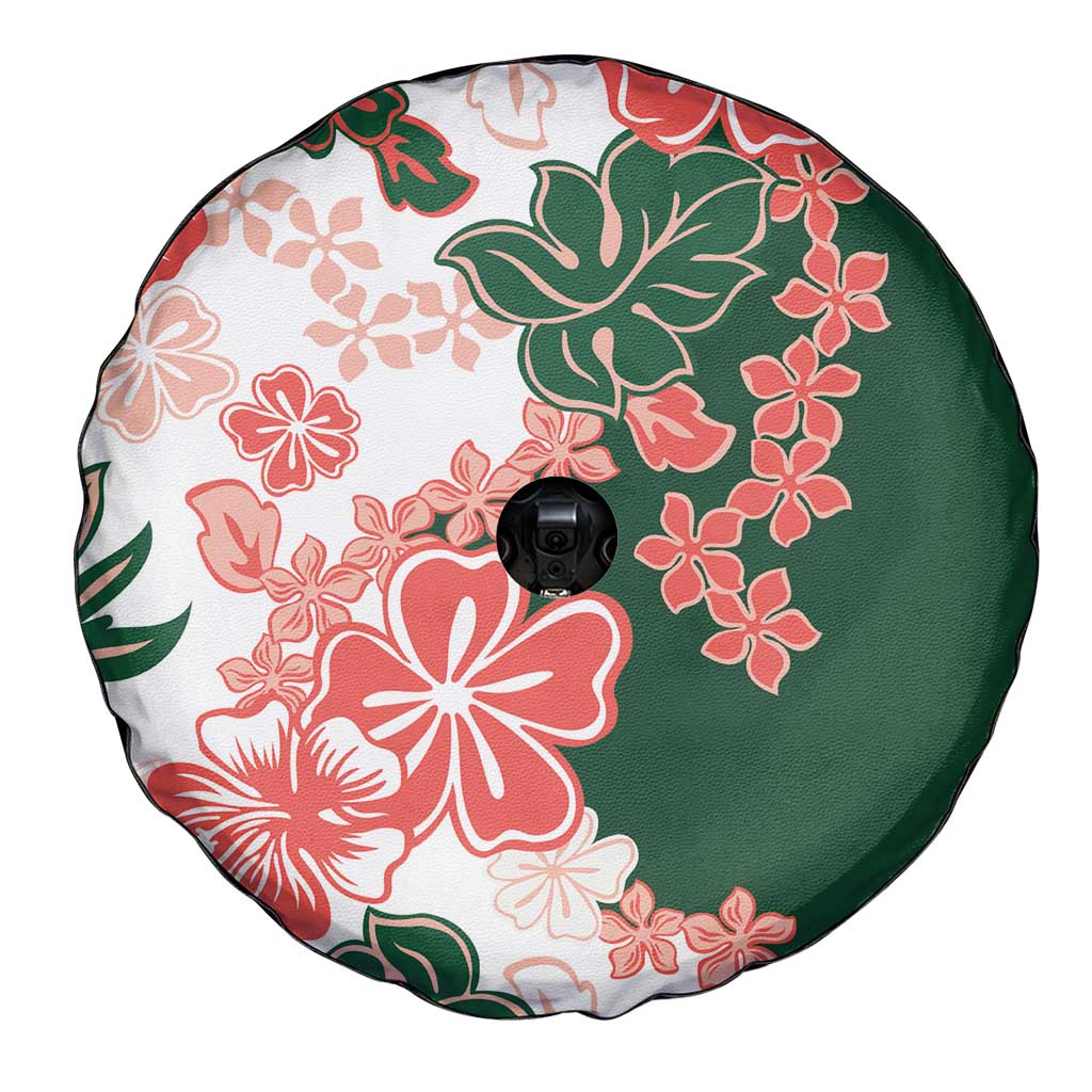 Green Orange Hibiscus Plumeria Floral Spare Tire Cover LT01 - Polynesian Pride