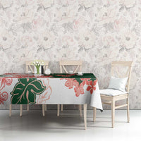 Green Orange Hibiscus Plumeria Floral Tablecloth - Polynesian Pride