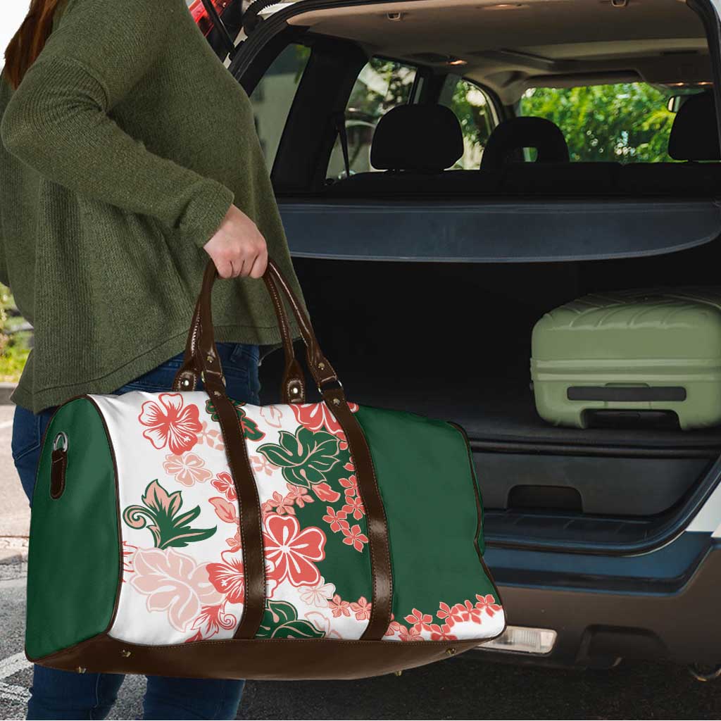 Green Orange Hibiscus Plumeria Floral Travel Bag - Polynesian Pride