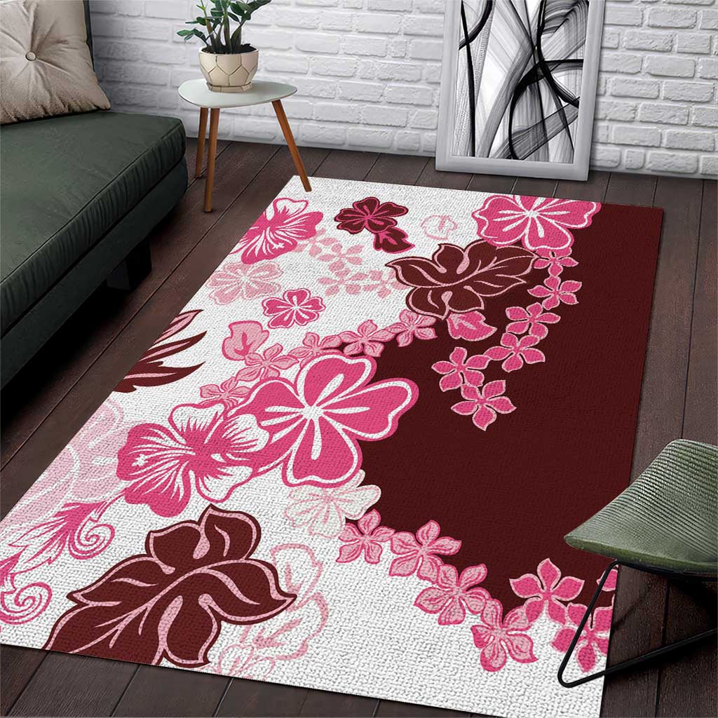 Pink Hibiscus Plumeria Floral Area Rug LT01 Pink - Polynesian Pride