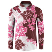 Pink Hibiscus Plumeria Floral Button Sweatshirt - Polynesian Pride