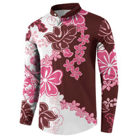 Pink Hibiscus Plumeria Floral Button Sweatshirt - Polynesian Pride