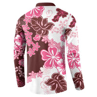 Pink Hibiscus Plumeria Floral Button Sweatshirt - Polynesian Pride