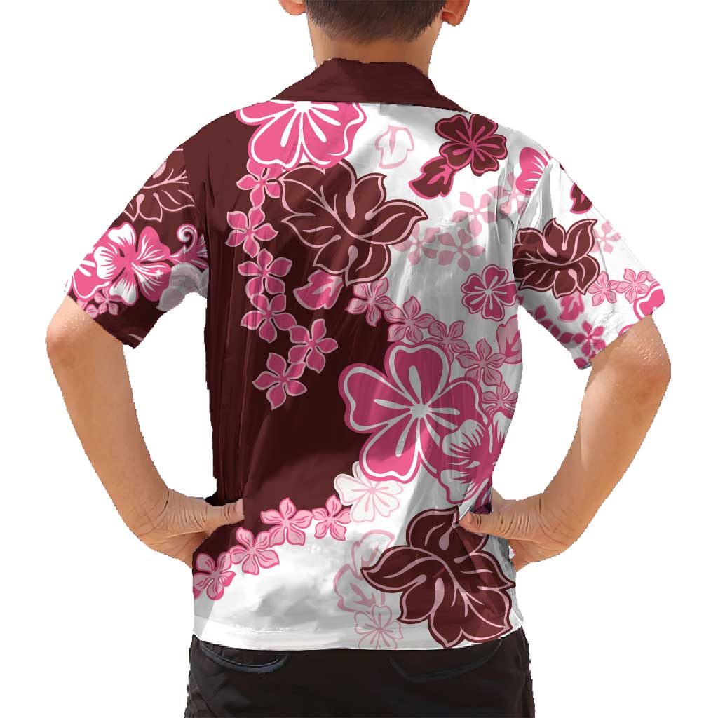 Pink Hibiscus Plumeria Floral Family Matching Off Shoulder Maxi Dress and Hawaiian Shirt LT01 - Polynesian Pride