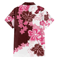 Pink Hibiscus Plumeria Floral Family Matching Short Sleeve Bodycon Dress and Hawaiian Shirt LT01 - Polynesian Pride