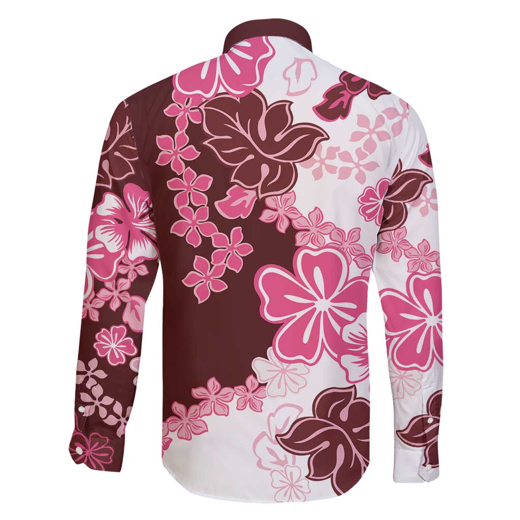 Pink Hibiscus Plumeria Floral Family Matching Short Sleeve Bodycon Dress and Hawaiian Shirt LT01 - Polynesian Pride