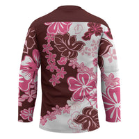 Pink Hibiscus Plumeria Floral Hockey Jersey - Polynesian Pride