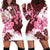 Pink Hibiscus Plumeria Floral Hoodie Dress - Polynesian Pride