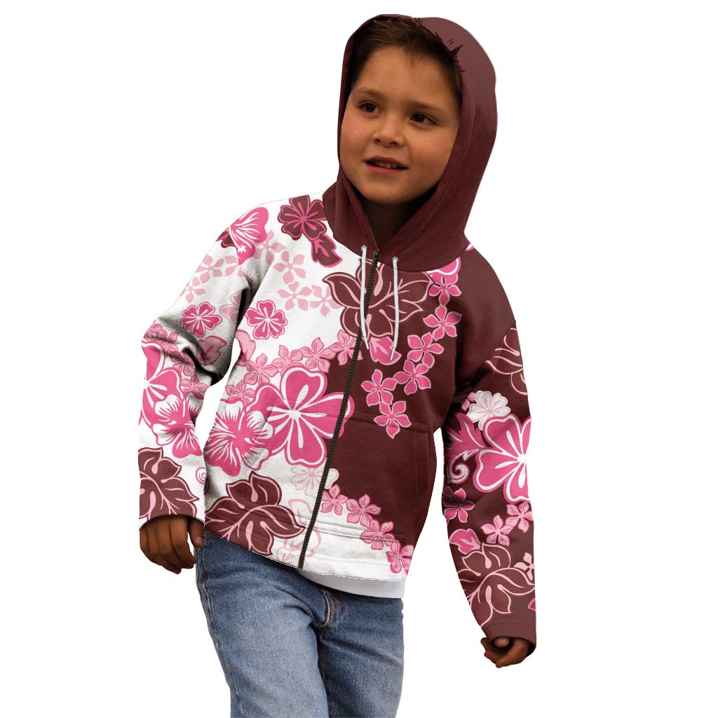Pink Hibiscus Plumeria Floral Kid Hoodie - Polynesian Pride