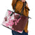 Pink Hibiscus Plumeria Floral Leather Tote Bag - Polynesian Pride