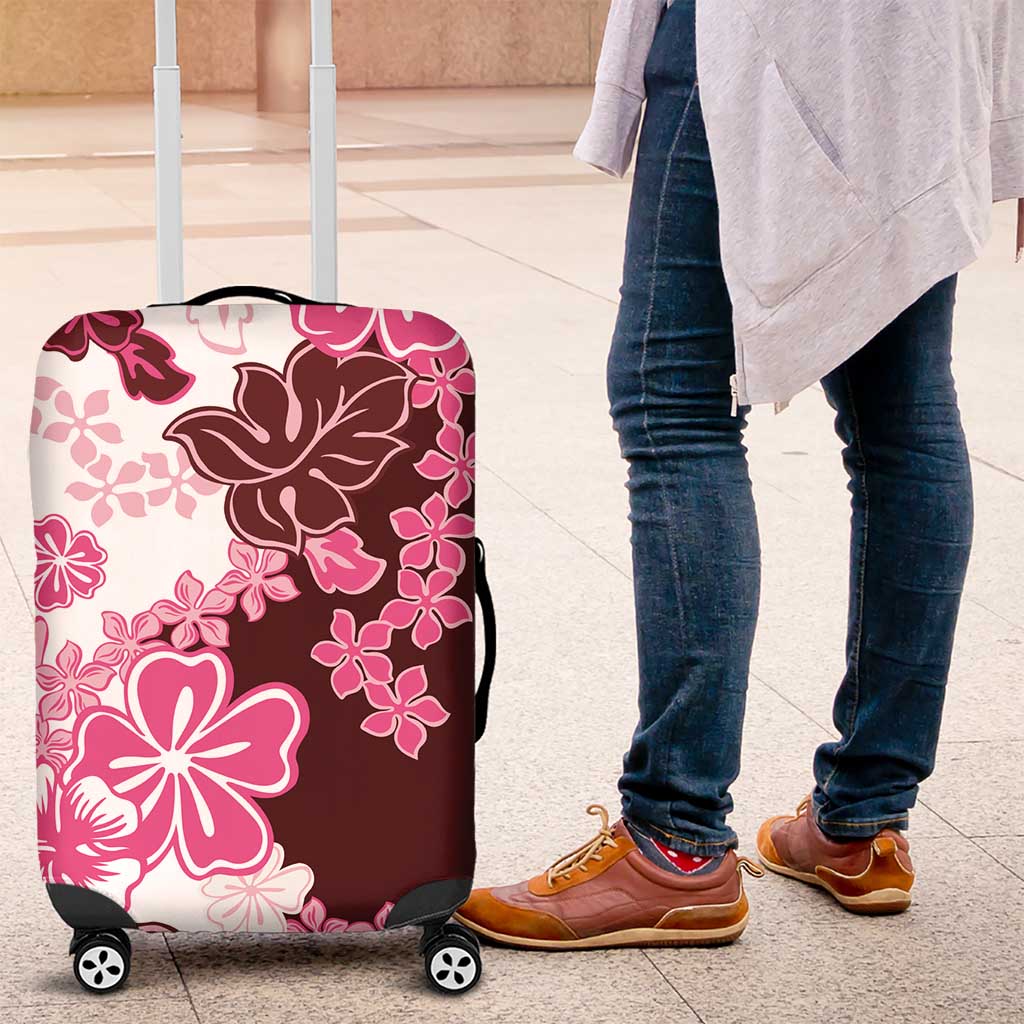 Pink Hibiscus Plumeria Floral Luggage Cover - Polynesian Pride