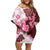 Pink Hibiscus Plumeria Floral Off Shoulder Short Dress - Polynesian Pride