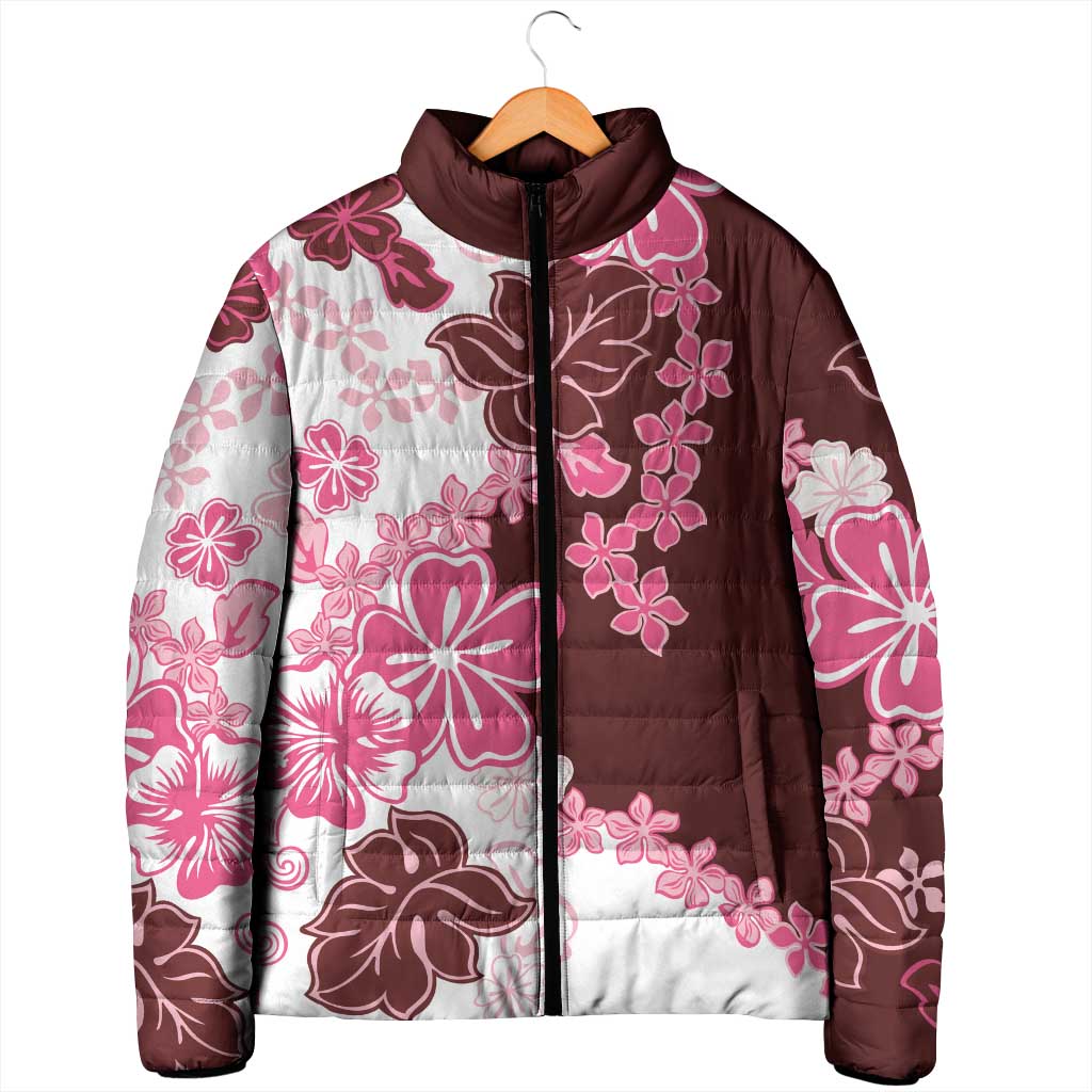 Pink Hibiscus Plumeria Floral Padded Jacket - Polynesian Pride