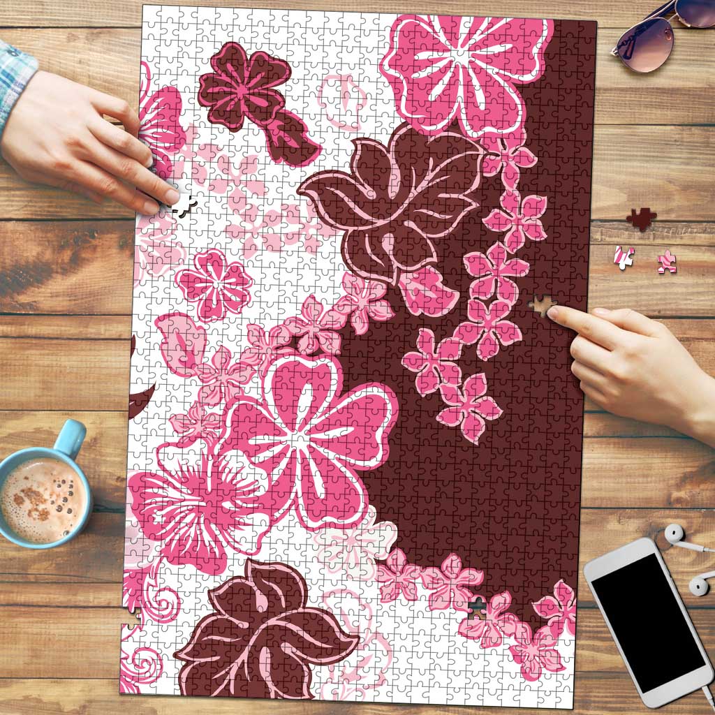 Pink Hibiscus Plumeria Floral Puzzle LT01