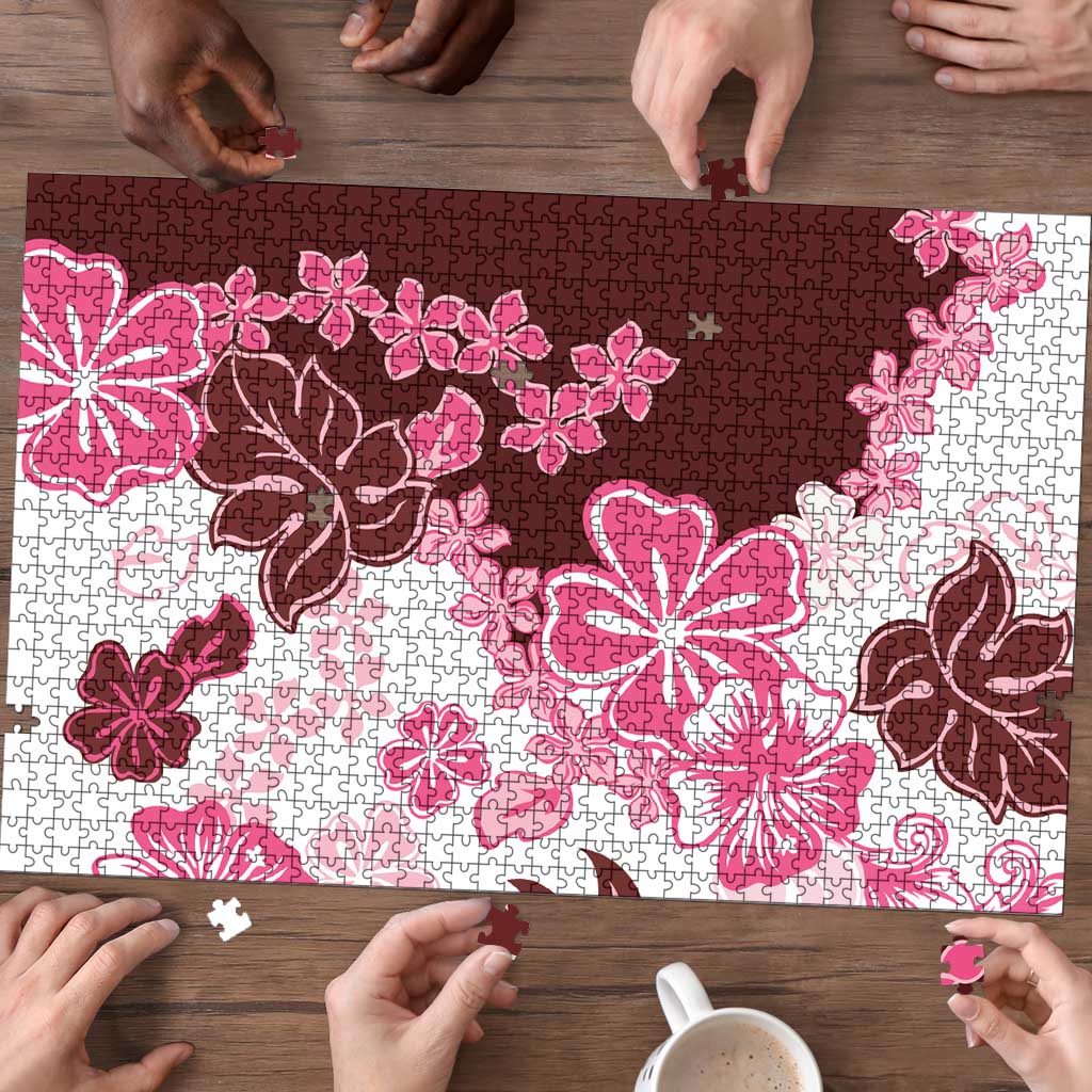 Pink Hibiscus Plumeria Floral Puzzle LT01