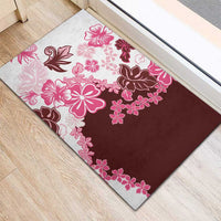Pink Hibiscus Plumeria Floral Rubber Doormat - Polynesian Pride