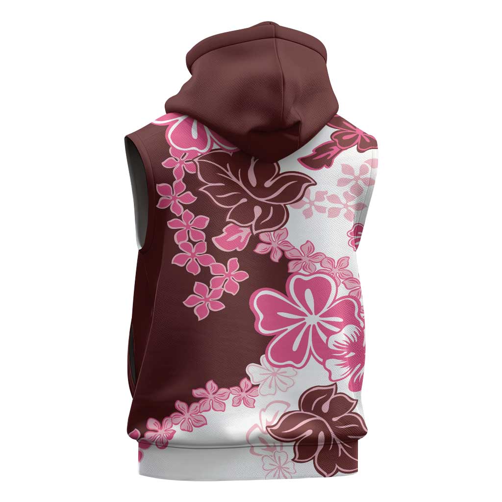 Pink Hibiscus Plumeria Floral Sleeveless Hoodie - Polynesian Pride
