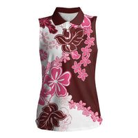 Pink Hibiscus Plumeria Floral Women Sleeveless Polo Shirt - Polynesian Pride