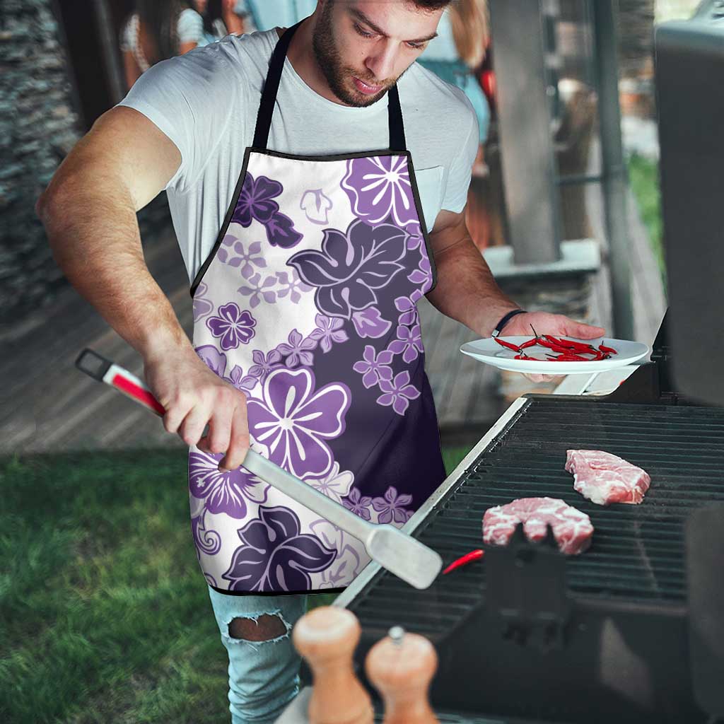 Purple Hibiscus Plumeria Floral Apron - Polynesian Pride