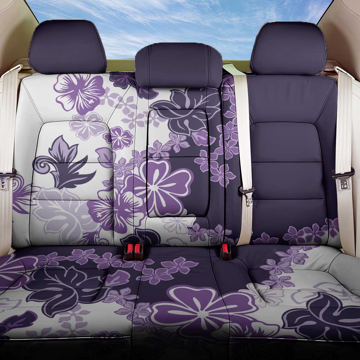 Purple Hibiscus Plumeria Floral Back Car Seat Cover - Polynesian Pride