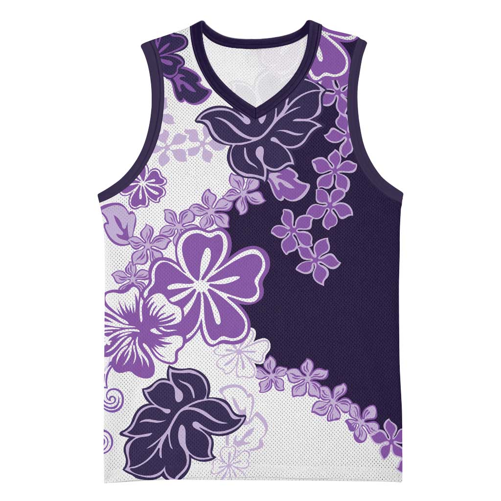 Purple Hibiscus Plumeria Floral Basketball Jersey - Polynesian Pride