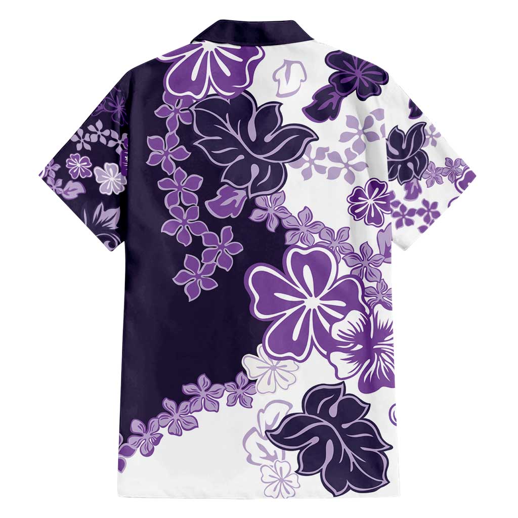 Purple Hibiscus Plumeria Floral Family Matching Long Sleeve Bodycon Dress and Hawaiian Shirt LT01 - Polynesian Pride