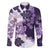 Purple Hibiscus Plumeria Floral Family Matching Off The Shoulder Long Sleeve Dress and Hawaiian Shirt - Polynesian Pride