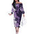 Purple Hibiscus Plumeria Floral Family Matching Off The Shoulder Long Sleeve Dress and Hawaiian Shirt - Polynesian Pride