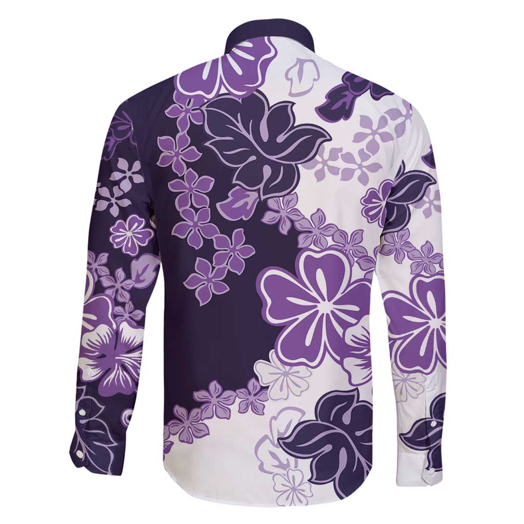 Purple Hibiscus Plumeria Floral Family Matching Short Sleeve Bodycon Dress and Hawaiian Shirt LT01 - Polynesian Pride