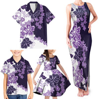 Purple Hibiscus Plumeria Floral Family Matching Tank Maxi Dress and Hawaiian Shirt LT01 - Polynesian Pride