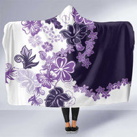 Purple Hibiscus Plumeria Floral Hooded Blanket LT01 One Size Purple - Polynesian Pride