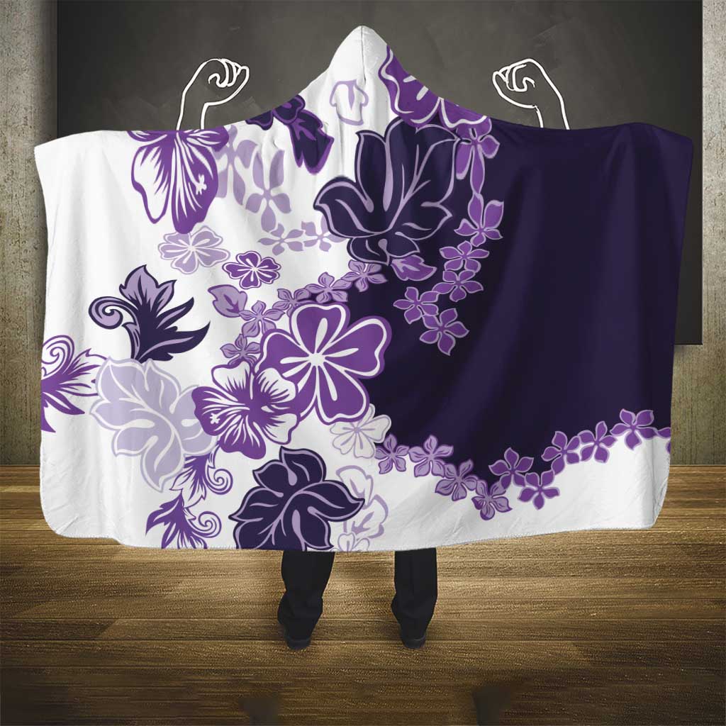 Purple Hibiscus Plumeria Floral Hooded Blanket LT01 - Polynesian Pride