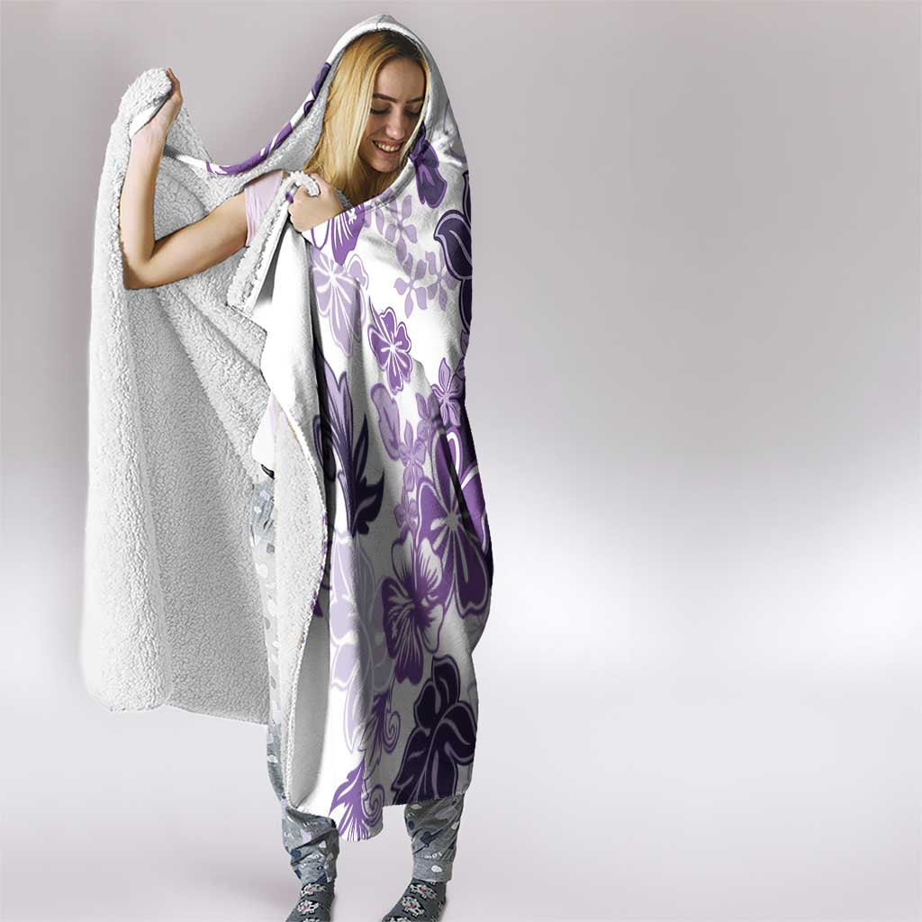 Purple Hibiscus Plumeria Floral Hooded Blanket LT01 - Polynesian Pride
