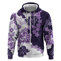 Purple Hibiscus Plumeria Floral Hoodie - Polynesian Pride