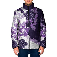 Purple Hibiscus Plumeria Floral Padded Jacket - Polynesian Pride