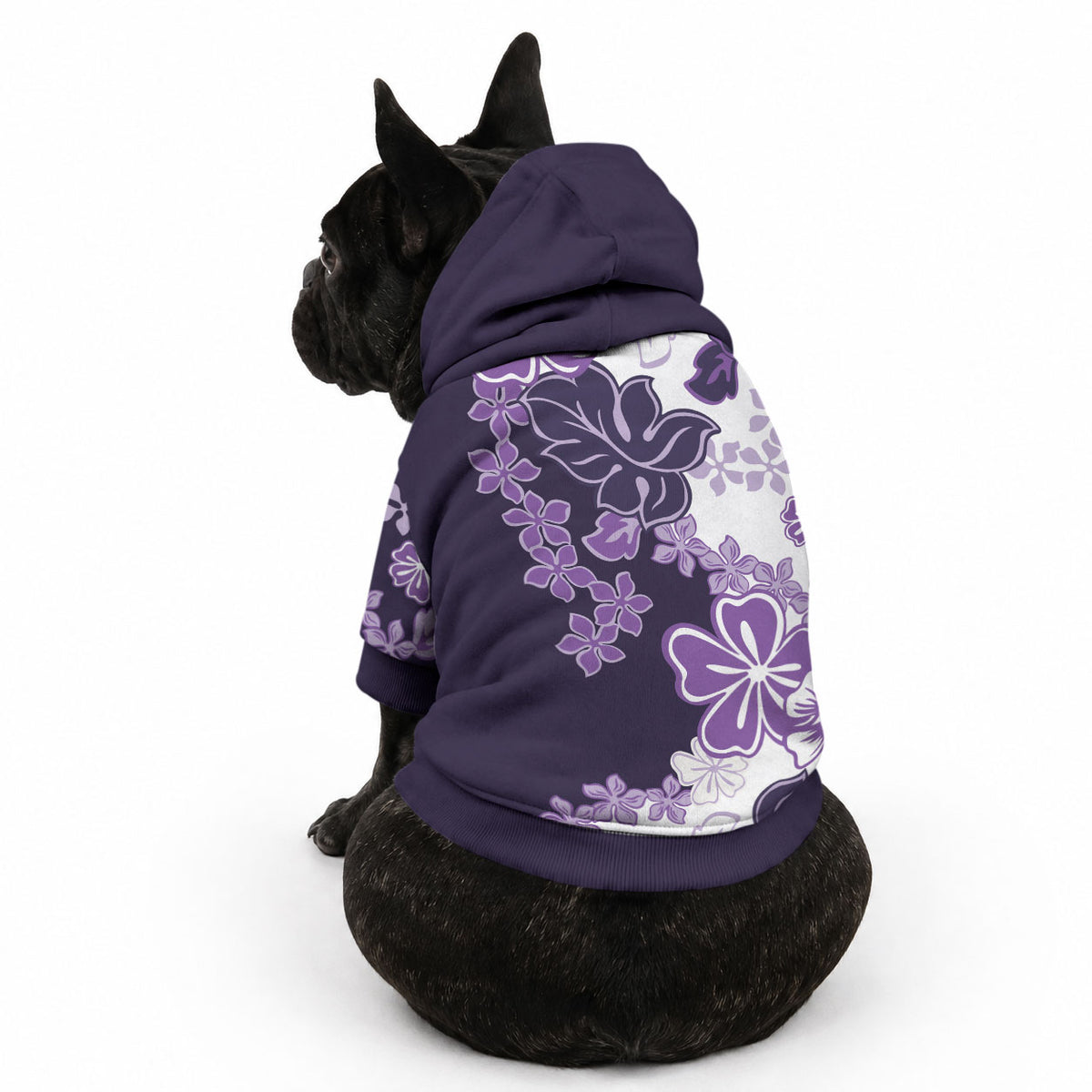 Purple Hibiscus Plumeria Floral Pet Hoodie LT01 - Polynesian Pride