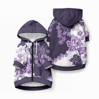 Purple Hibiscus Plumeria Floral Pet Hoodie LT01 Zip-up Purple - Polynesian Pride