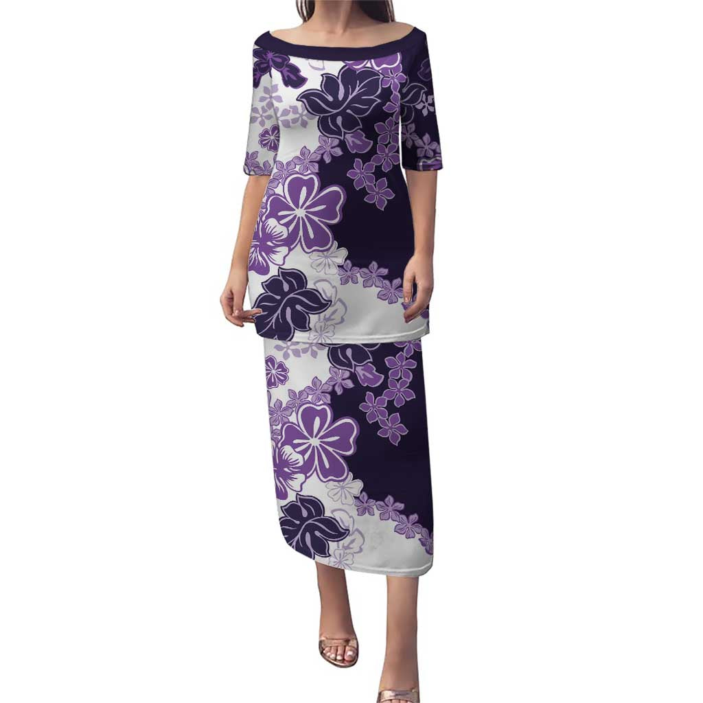 Purple Hibiscus Plumeria Floral Puletasi - Polynesian Pride