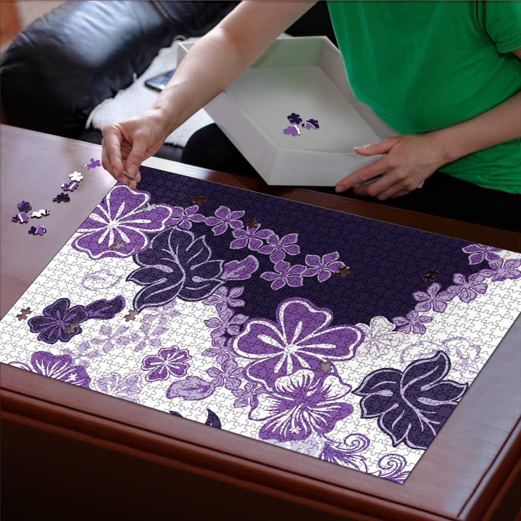 Purple Hibiscus Plumeria Floral Puzzle LT01