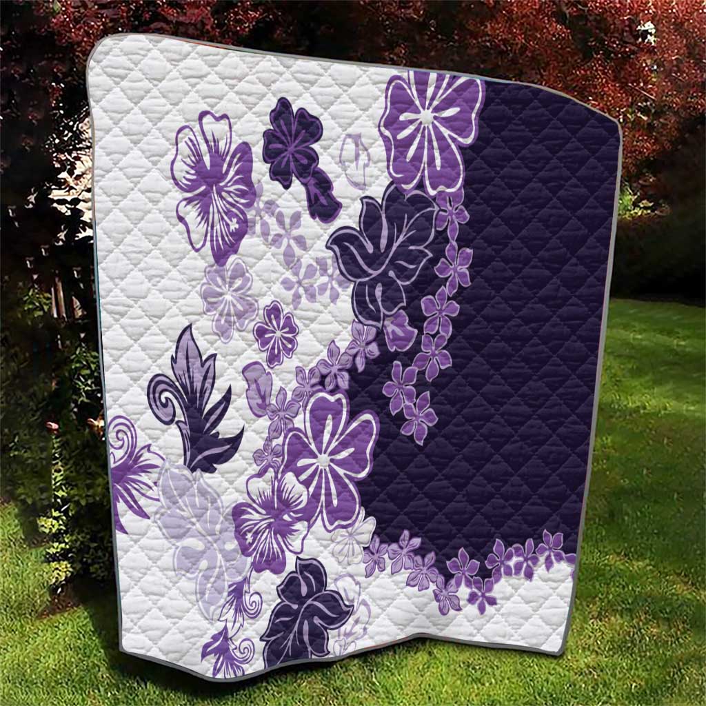 Purple Hibiscus Plumeria Floral Quilt LT01 - Polynesian Pride