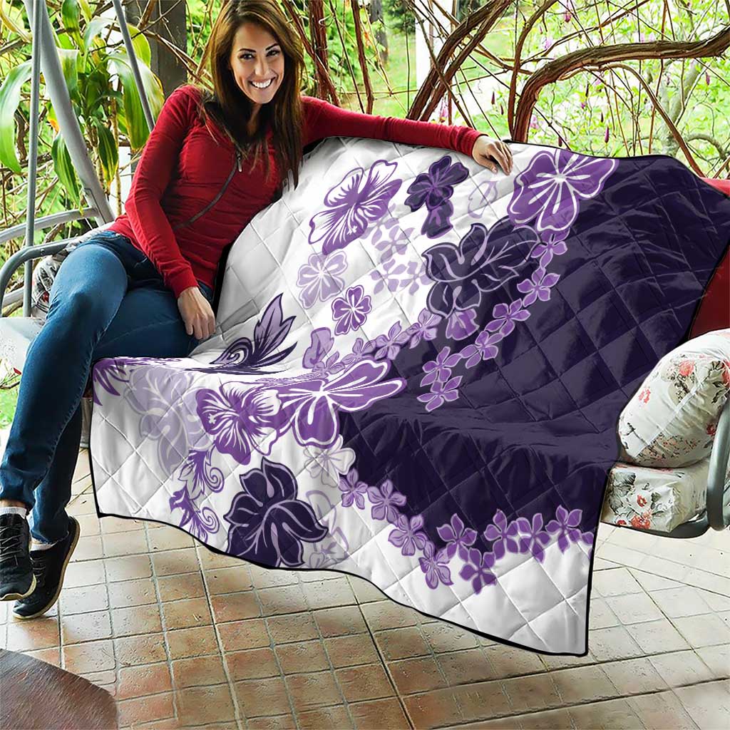 Purple Hibiscus Plumeria Floral Quilt LT01 - Polynesian Pride