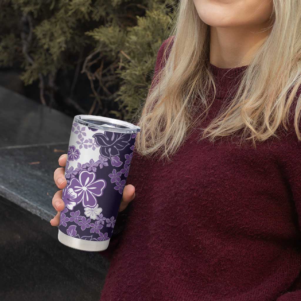 Purple Hibiscus Plumeria Floral Tumbler Cup - Polynesian Pride