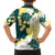Yelow Teal Hibiscus Plumeria Floral Family Matching Off The Shoulder Long Sleeve Dress and Hawaiian Shirt - Polynesian Pride