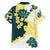 Yelow Teal Hibiscus Plumeria Floral Family Matching Off The Shoulder Long Sleeve Dress and Hawaiian Shirt - Polynesian Pride