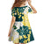 Yelow Teal Hibiscus Plumeria Floral Family Matching Short Sleeve Bodycon Dress and Hawaiian Shirt - Polynesian Pride