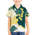 Yelow Teal Hibiscus Plumeria Floral Family Matching Short Sleeve Bodycon Dress and Hawaiian Shirt - Polynesian Pride