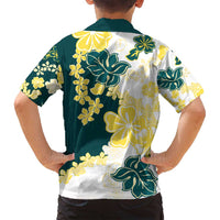 Yelow Teal Hibiscus Plumeria Floral Family Matching Tank Maxi Dress and Hawaiian Shirt LT01 - Polynesian Pride