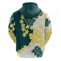 Yelow Teal Hibiscus Plumeria Floral Hoodie - Polynesian Pride