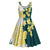Yelow Teal Hibiscus Plumeria Floral Midi Dress - Polynesian Pride