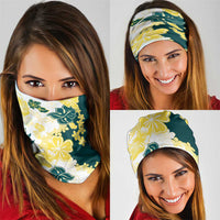Yelow Teal Hibiscus Plumeria Floral Neck Gaiter LT01